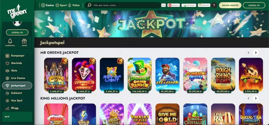 Mr Green jackpots