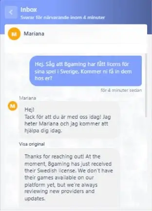 Test av Megacasino support