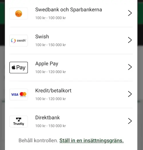 Unibet betalningsmetoder
