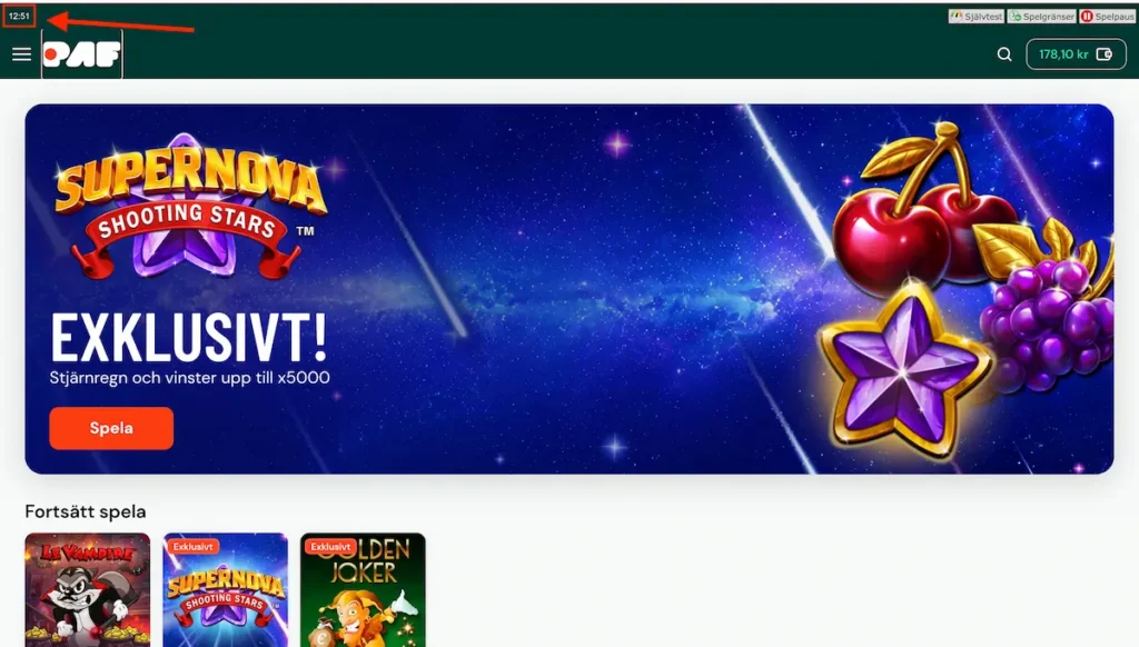 Paf Casino ansvarsfullt spelande timer