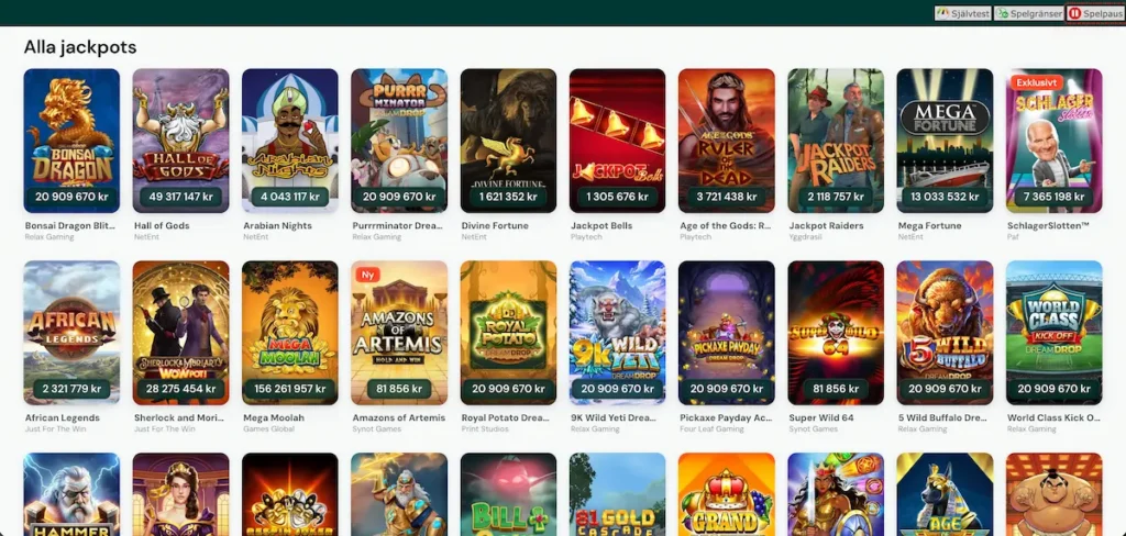 Paf Casino jackpottar