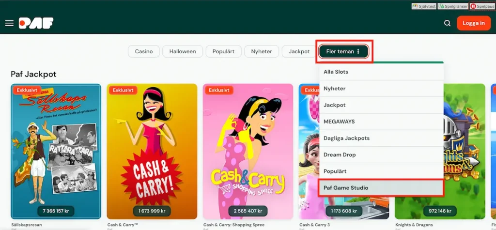 Paf Studos exklusiva spel
