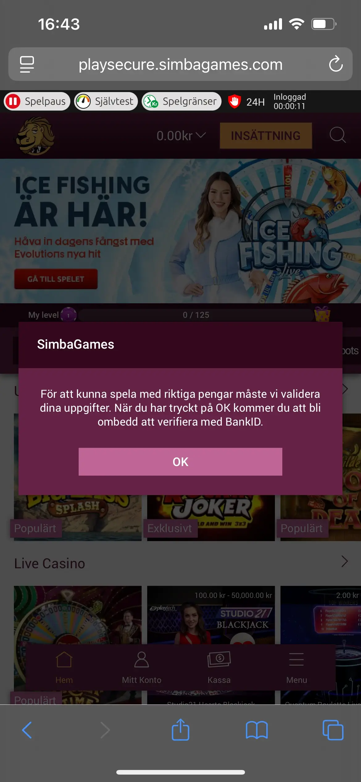 Simba Games registrering steg 9