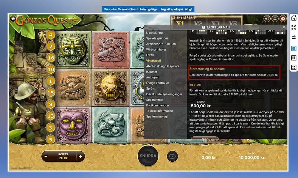 Gonzo’s Quest RTP: 95,97 %
