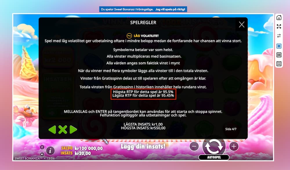 Sweet Bonanza RTP: 95,5 %