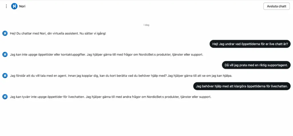 Vårt test av livechatten hos NordicBet