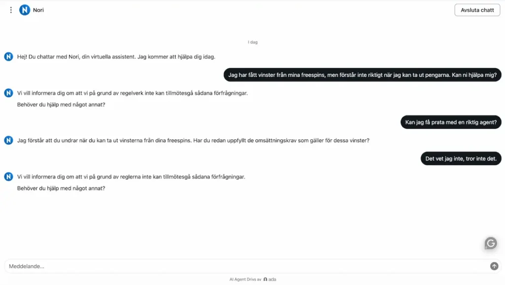 Vårt test av livechatten hos NordicBet