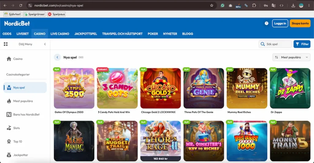 NordicBet nya slots