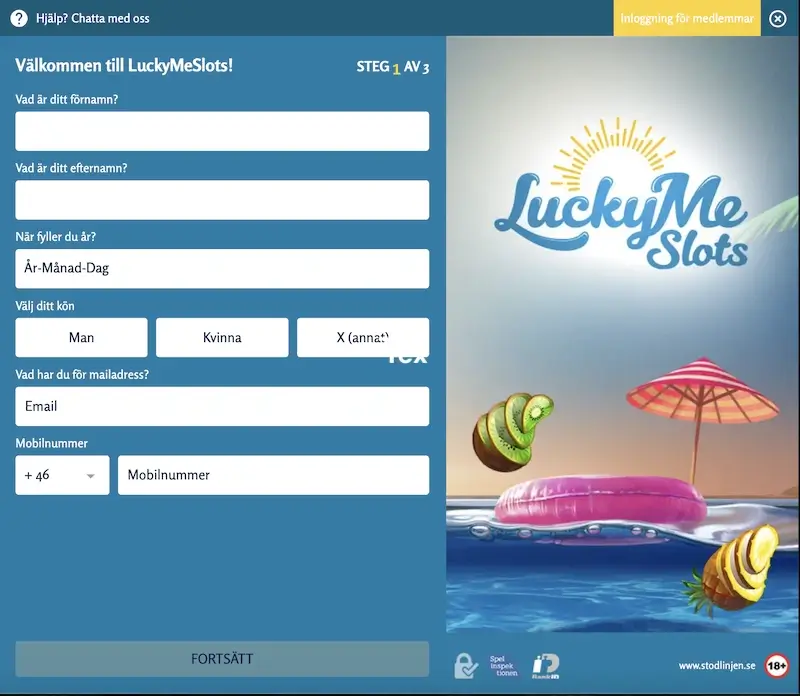 LuckyMeSlots registrering