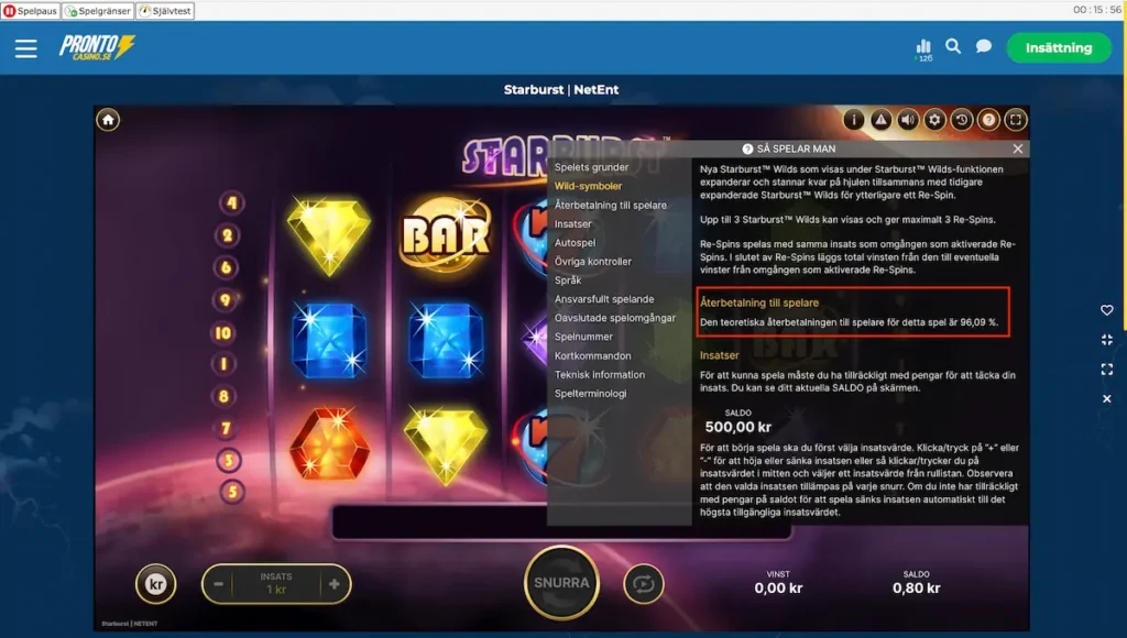 Starburst RTP: 96,09 %