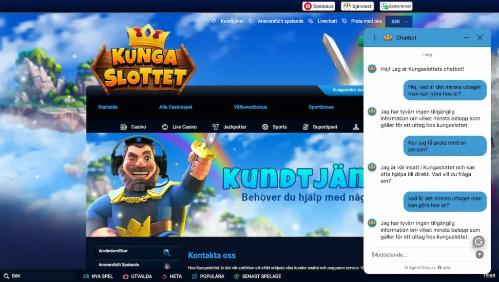 Kungaslottet support ingen hjälp
