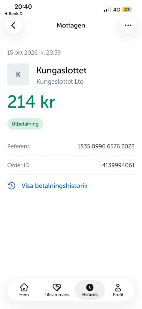 Kungaslottet Swish uttag
