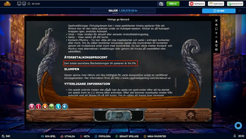 Vikings go Berzerk RTP hos Kungaslottet