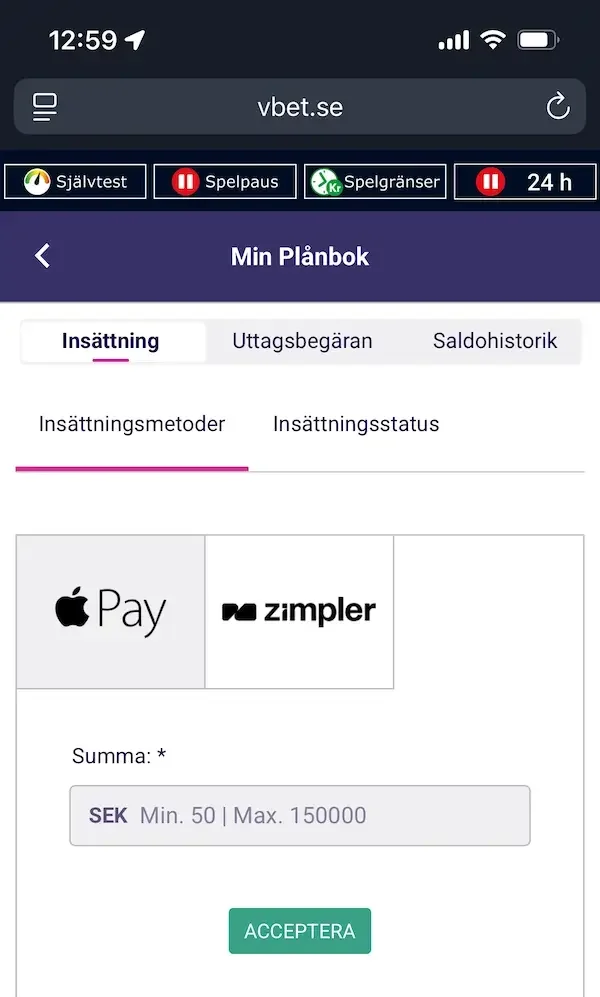 Vbet insättningsmetoder