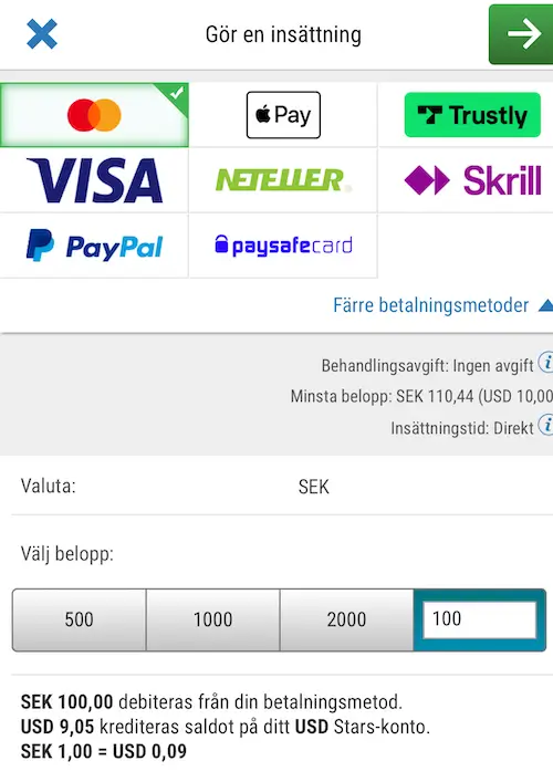 Pokerstars betalningsmetoder