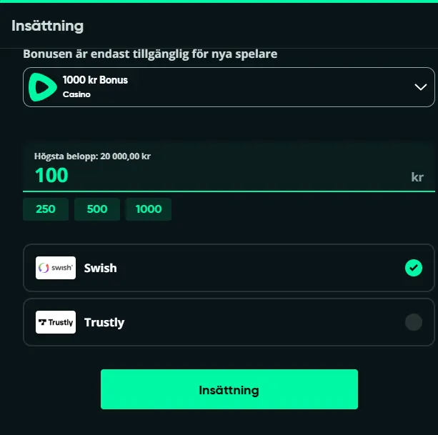 Speedybet insattning