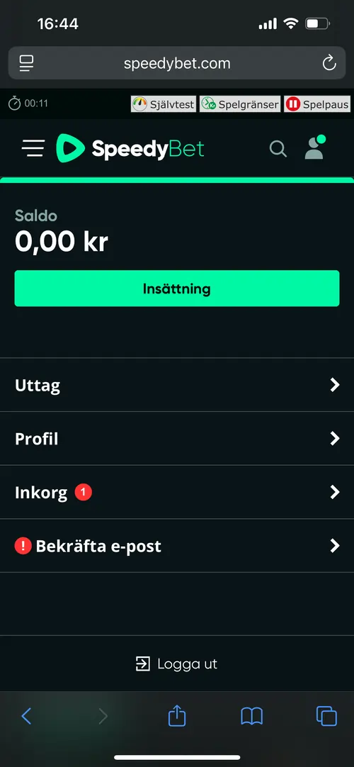 speedybet uttag