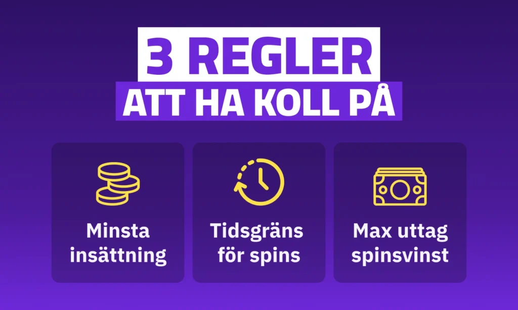 3 regler free spins casino