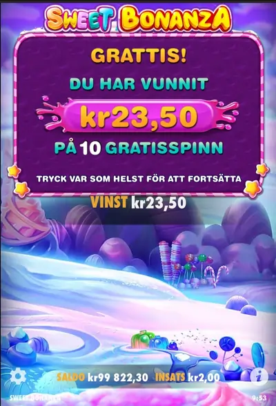 vinst freespins sweet bonanza