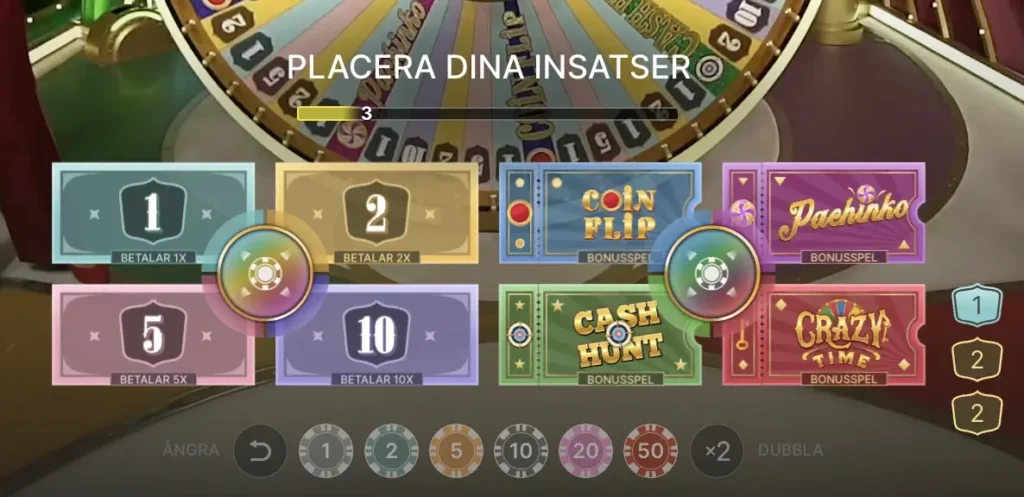 Crazy Time insatser
