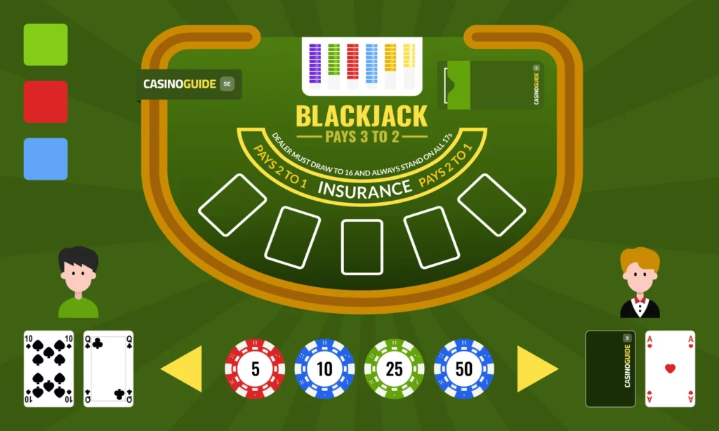 Blackjackbord insatser och kort