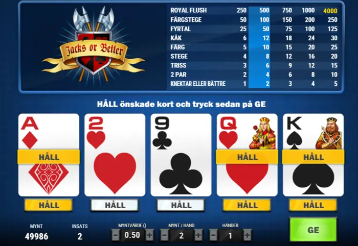 Jacks or Better hall