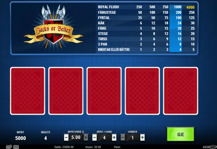 mynt o insats jacks or better