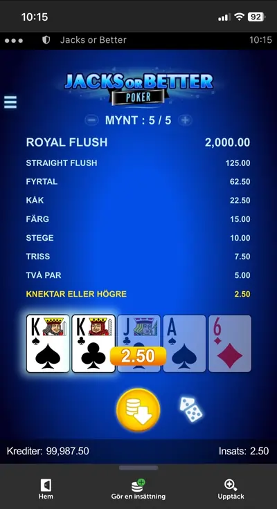 jacks or better mobilcasino