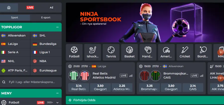 Ninja Casino sportsbook