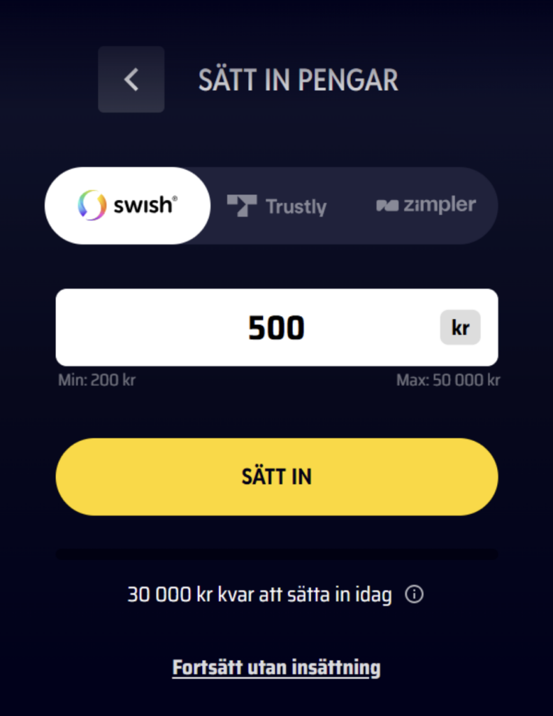 Onerush casino insättning och betalningsmetoder