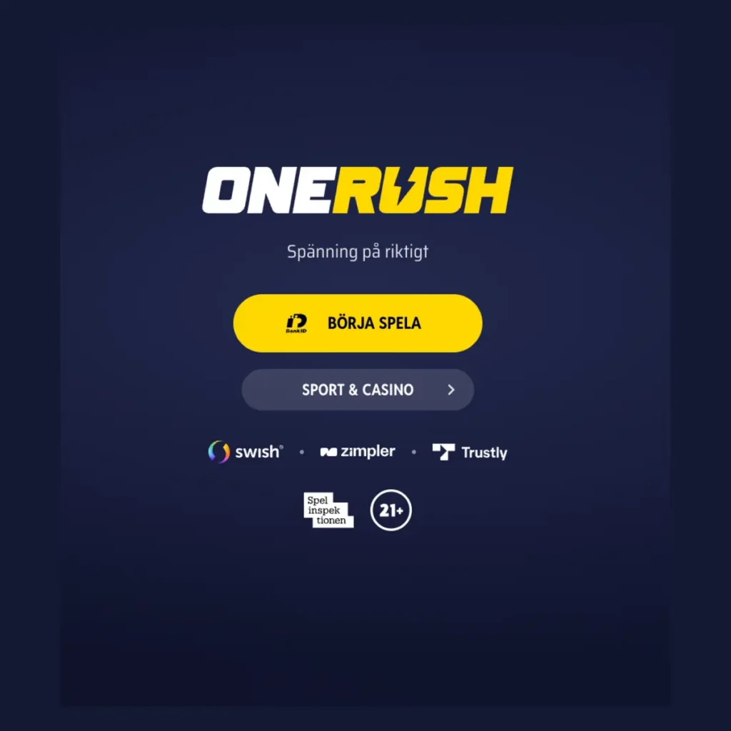 OneRush registrering steg 1