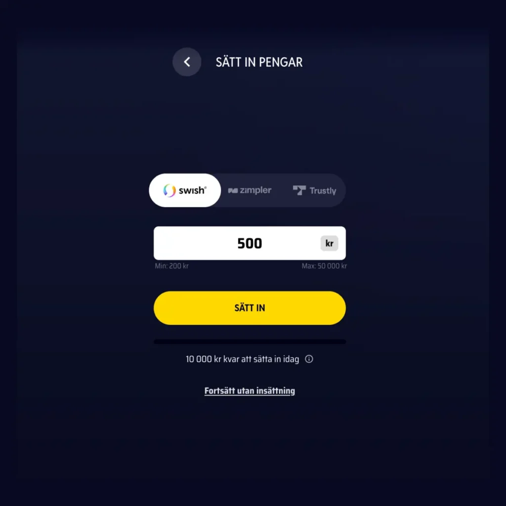 OneRush registrering steg 5
