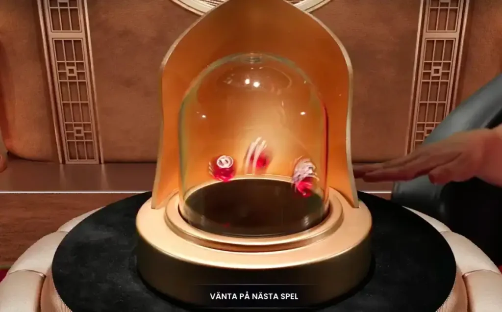 Bilden visar hur tärningarna kastas i Sic Bo live