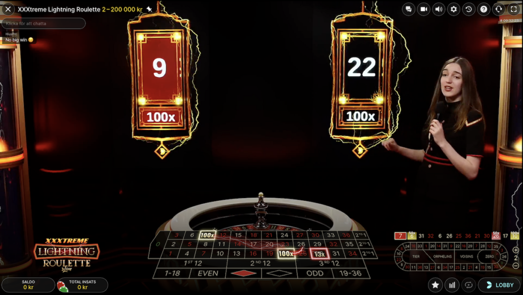 Xxxtreme Lightning Roulette multiplikatorer