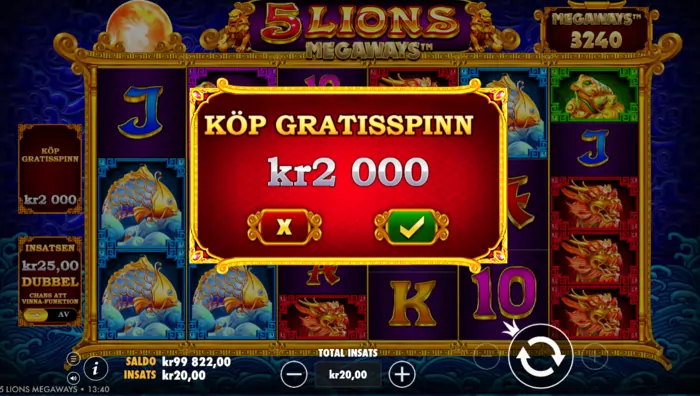 5 lions megaways bonuskop