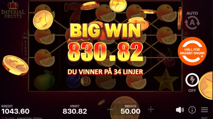 Imperial fruits 100 lines vinst