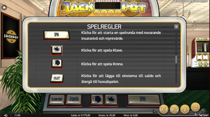 Spela Jackpot 6000 regler