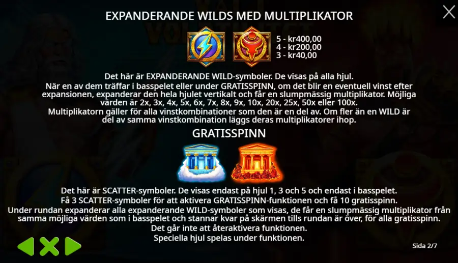 Vinsttabell wild scatter i slots