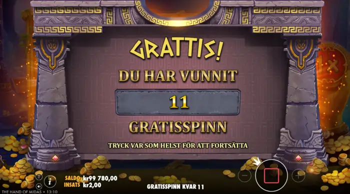 Hand of midas free spins