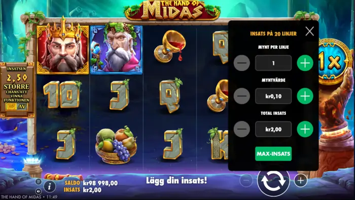 Insats hand of midas slot