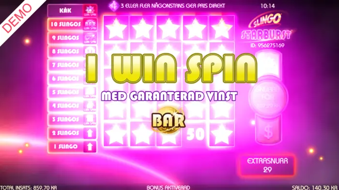 Starburst slingo win spin