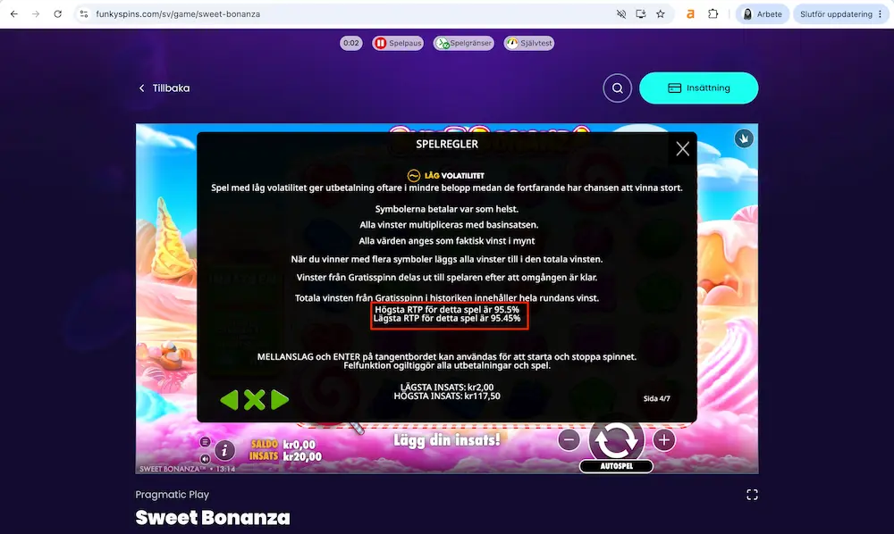 Sweet Bonanza RTP: 95,5 %
