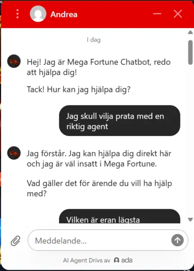 Chat test Mega Fortune casino