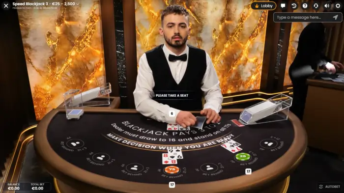 Dealer tar ett kort - speed blackjack