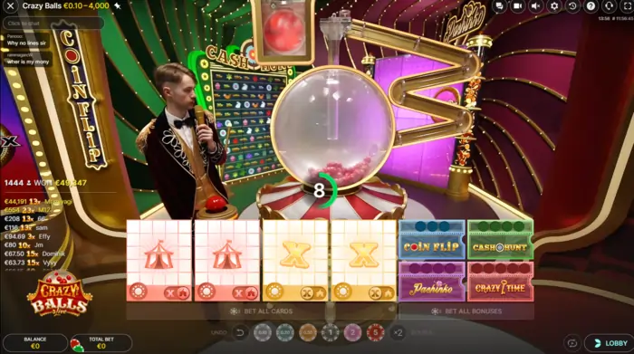 Crazy Ball live - placera insats