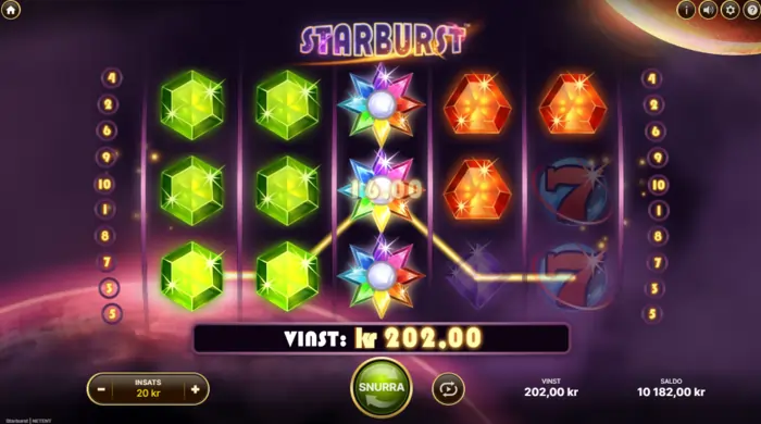 Starburst vinst RNG exempel