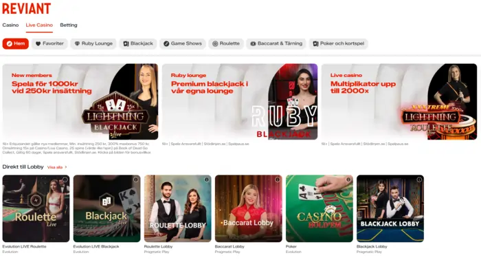 Reviant live casino