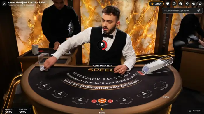 Insatser placeras speed blackjack