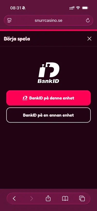 Registrering Snurr casino