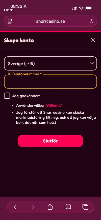 Snurr casino skapa konto